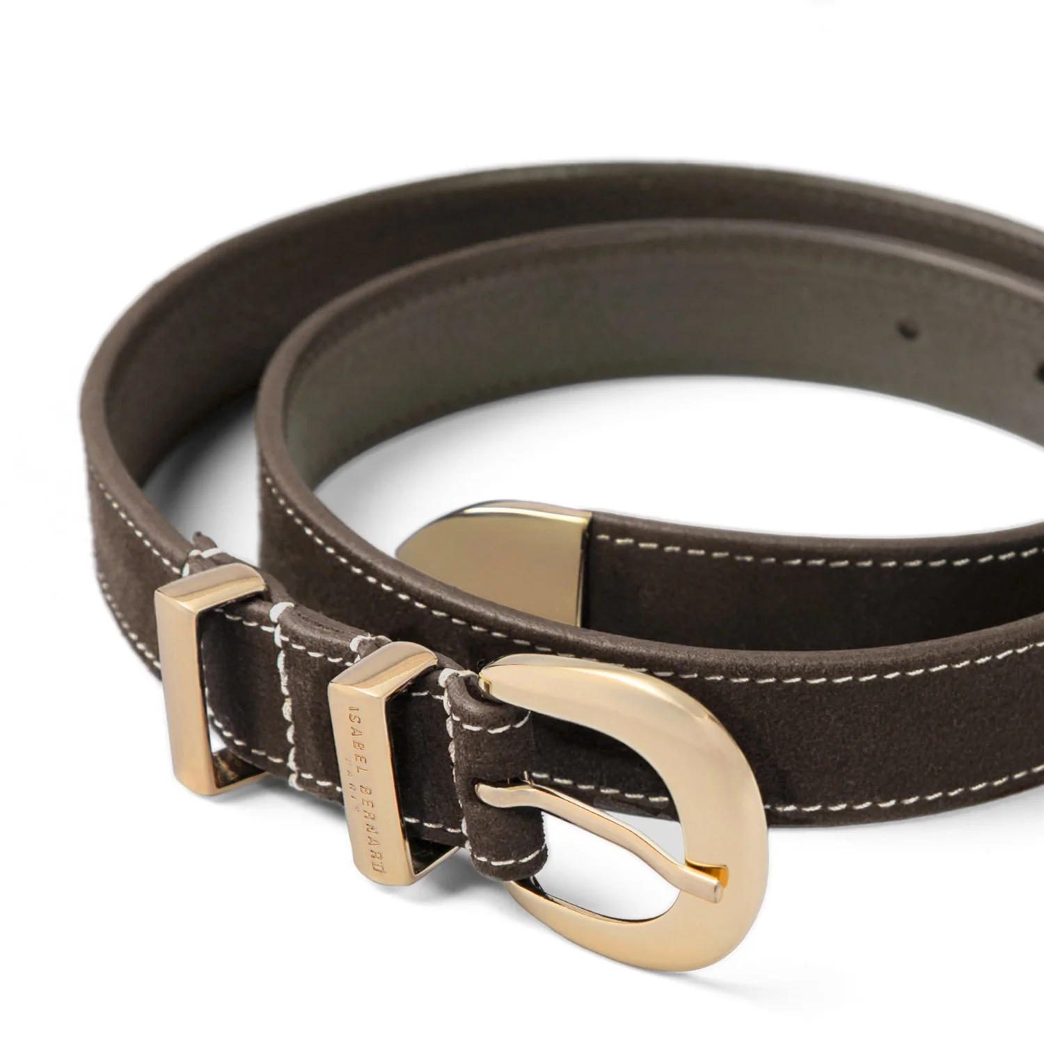 Isabel Bernard Rêveur Mathilde Suede Dark Brown belt with gold-coloured buckle IB60020-131-85 - Image 5